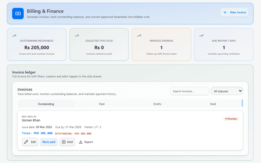 Billing & Finance screenshot
